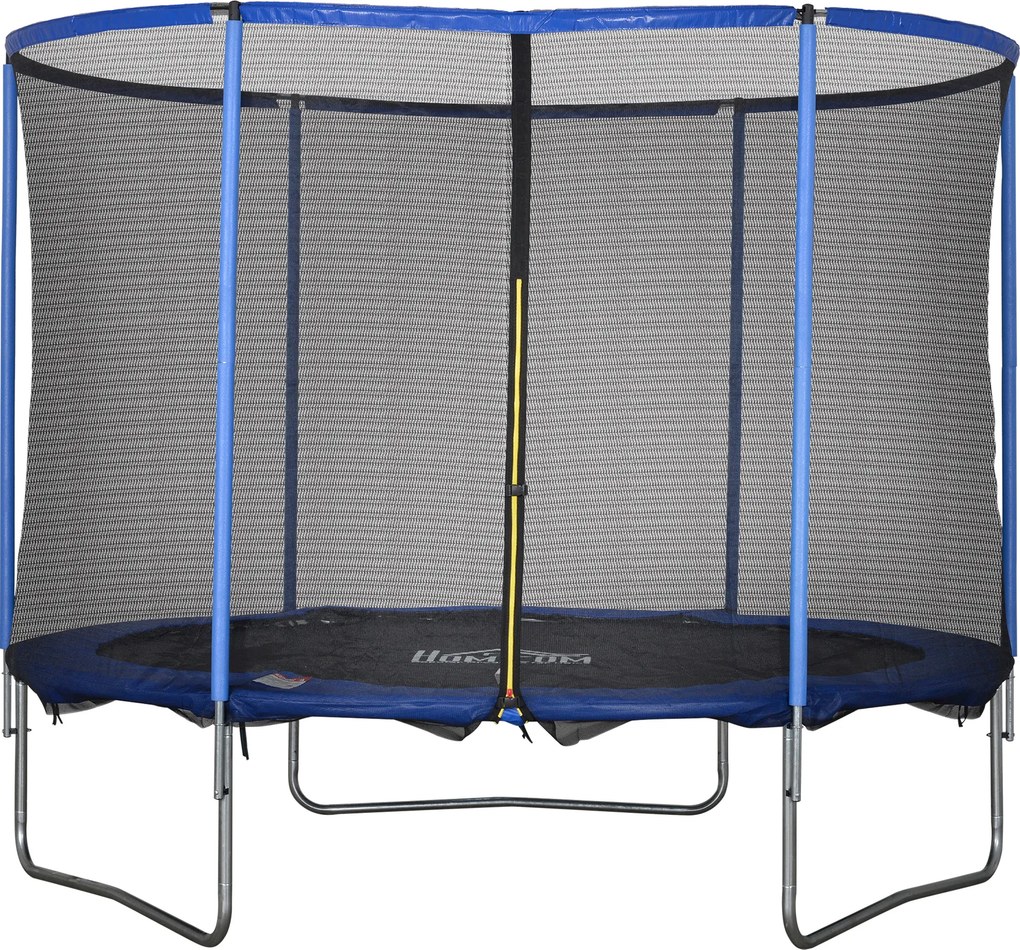 HOMCOM Trampolim com rede de proteção Trampolim de jardim para interior e exterior Trampolim fitness para jovens e adultos Aço Azul+Preto até 113,6 kg Ø305 x 248H cm | Aosom Portugal