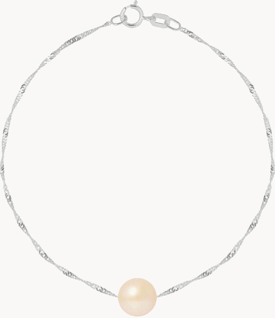 Pulseira em ouro branco artesanal com pérola Bérénice