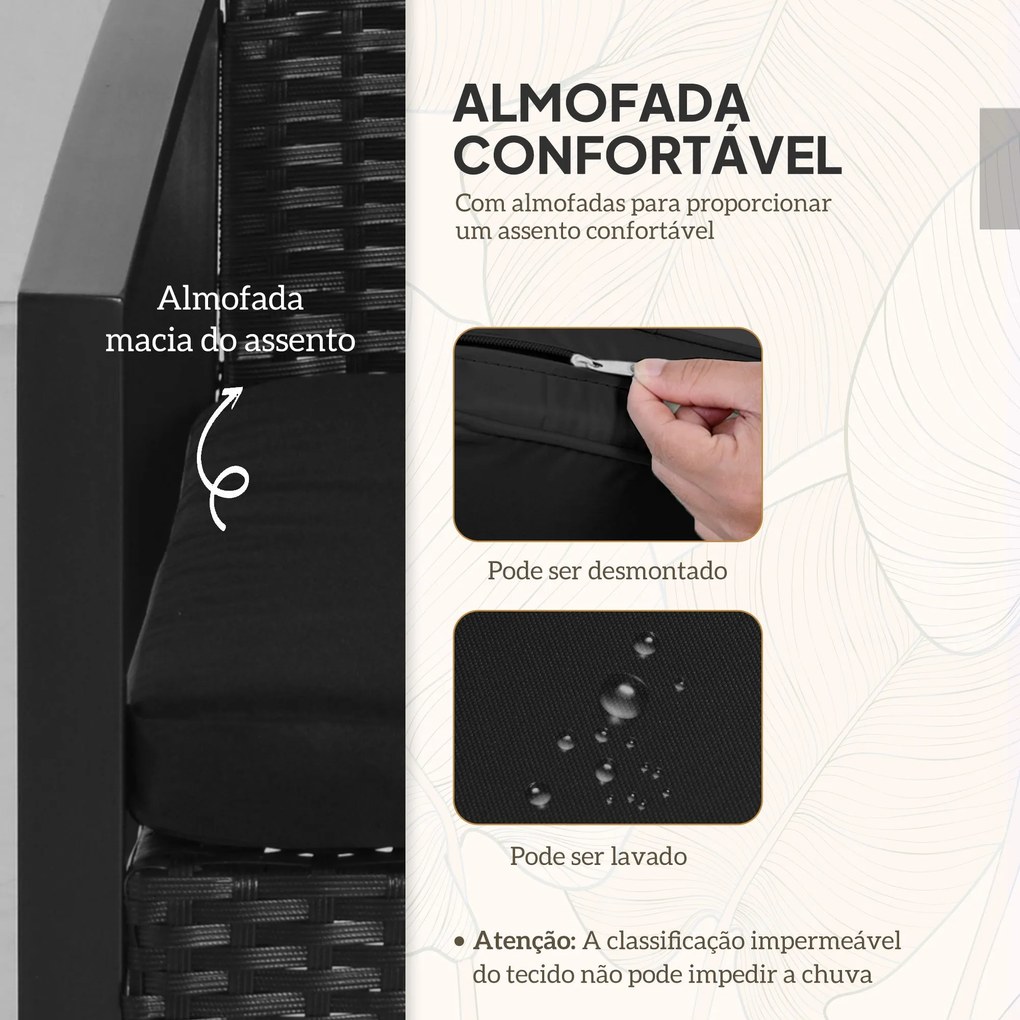 Conjunto de Móveis de Jardim de Vime 3 Peças com 1 Mesa 42,5x40x39 cm