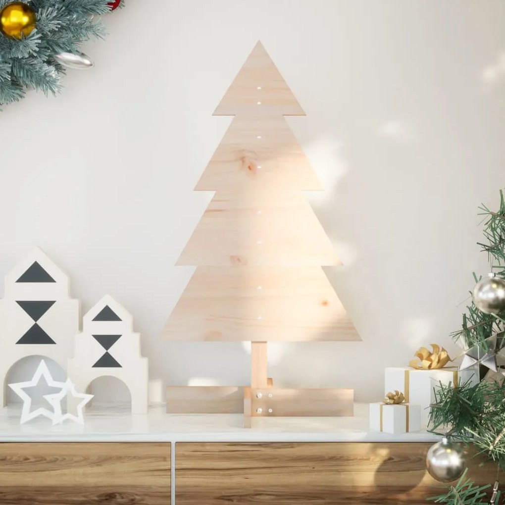 Árvore de Natal decorativa 80 cm madeira de pinho maciça