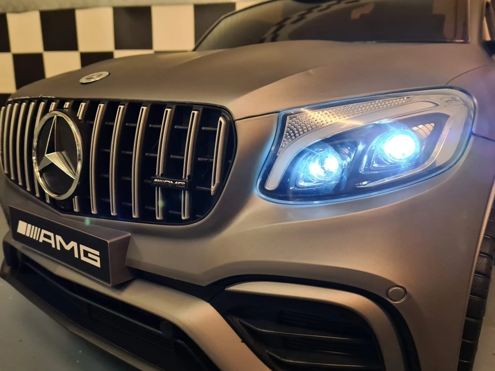 Carro elétrico 12V para crianças 3 a 6 anos 4x4 Mercedes AMG GLC, Pneus Borracha cinzento mate