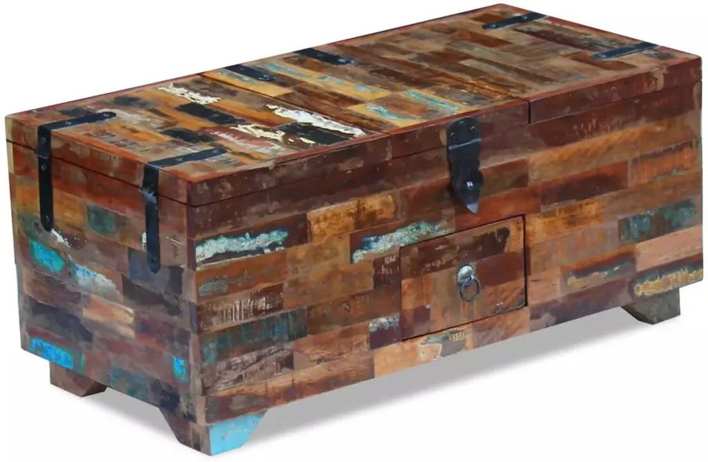 Mesa de centro bau/caixa, madeira reciclada sólida 80x40x35 cm