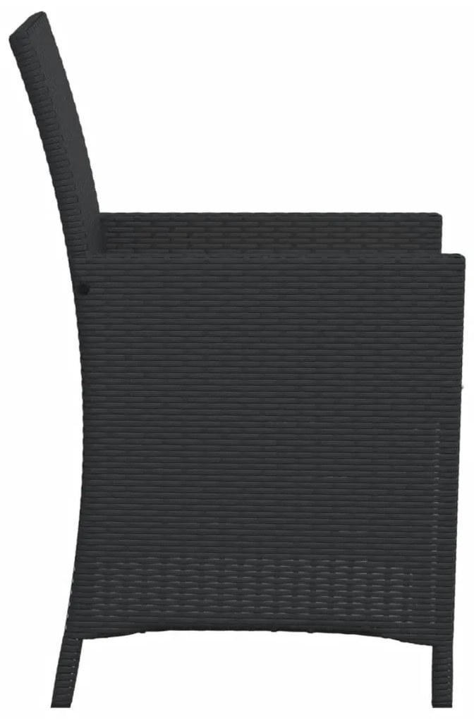 3 pcs conjunto de bistrô com almofadões vime PE preto