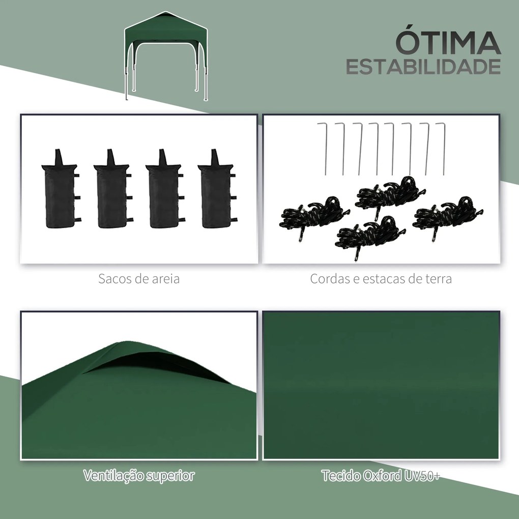 Outsunny Tenda Dobrável 2,5x2,5x2,68cm Tenda de Jardim com Proteção UV