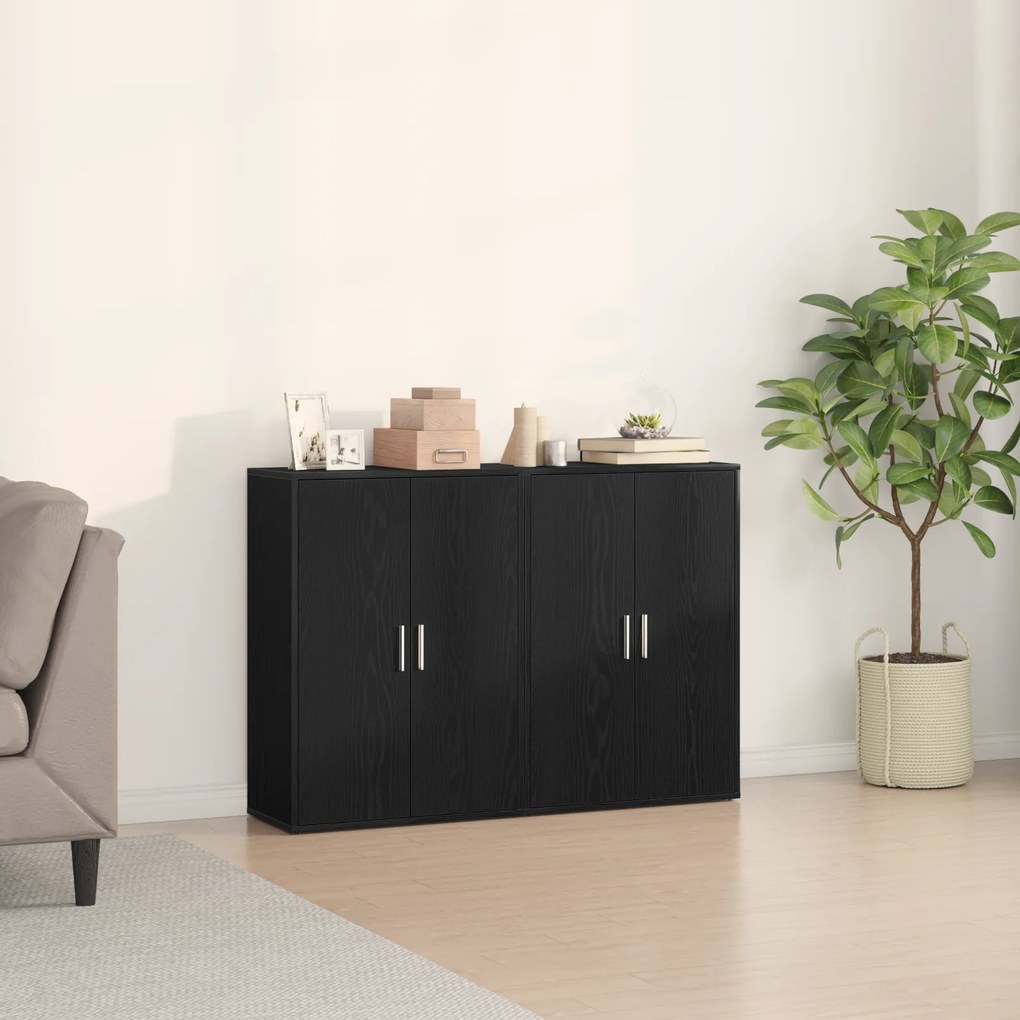 vidaXL Buffets 2 pcs Madeira de Carvalho Preto 60x31x84 cm Madeira de engenharia