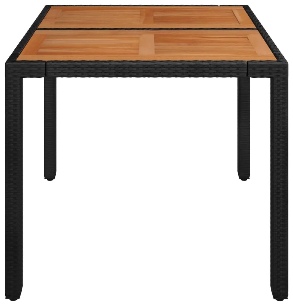 Mesa de jardim com tampo de madeira 90x90x75 cm vime PE preto