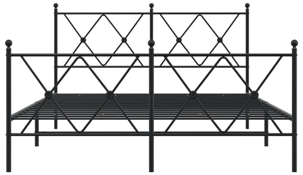 Estrutura de cama com cabeceira e pés 137x190 cm metal preto