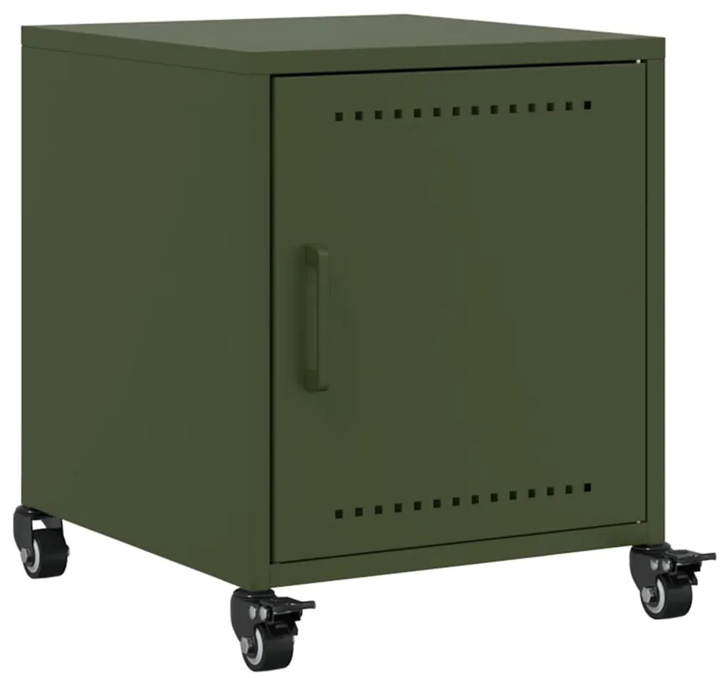 Mesas de cabeceira 2 pcs 36x39x43,5 cm aço verde-azeitona