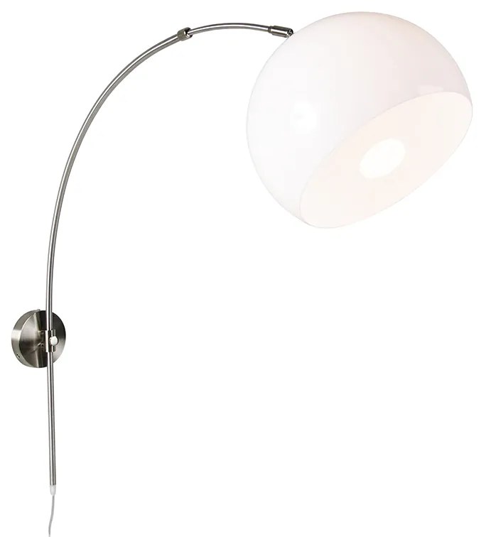 Candeeiro de parede retro em arco de aço com abajur branco ajustável Art Deco,Moderno,Retro