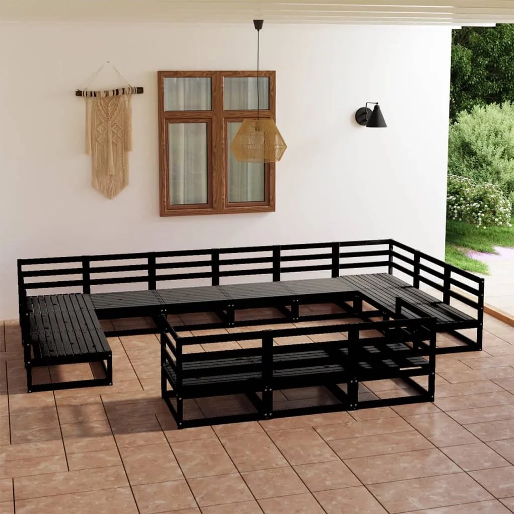 13 pcs conjunto lounge de jardim pinho maciço