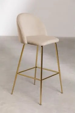 Pacote De 4 Bancos Altos Em Veludo Kana Design Dourado & Castanho Trigo & ↑75 Cm - Sklum