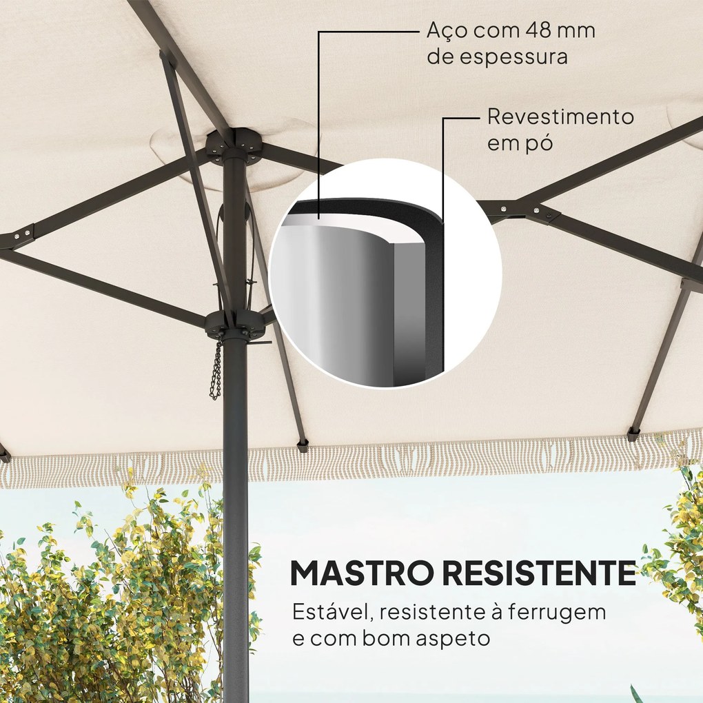 Chapéu de Sol Duplo 4,5x2,65 m Chapéu de Sol para Exterior com Manivel