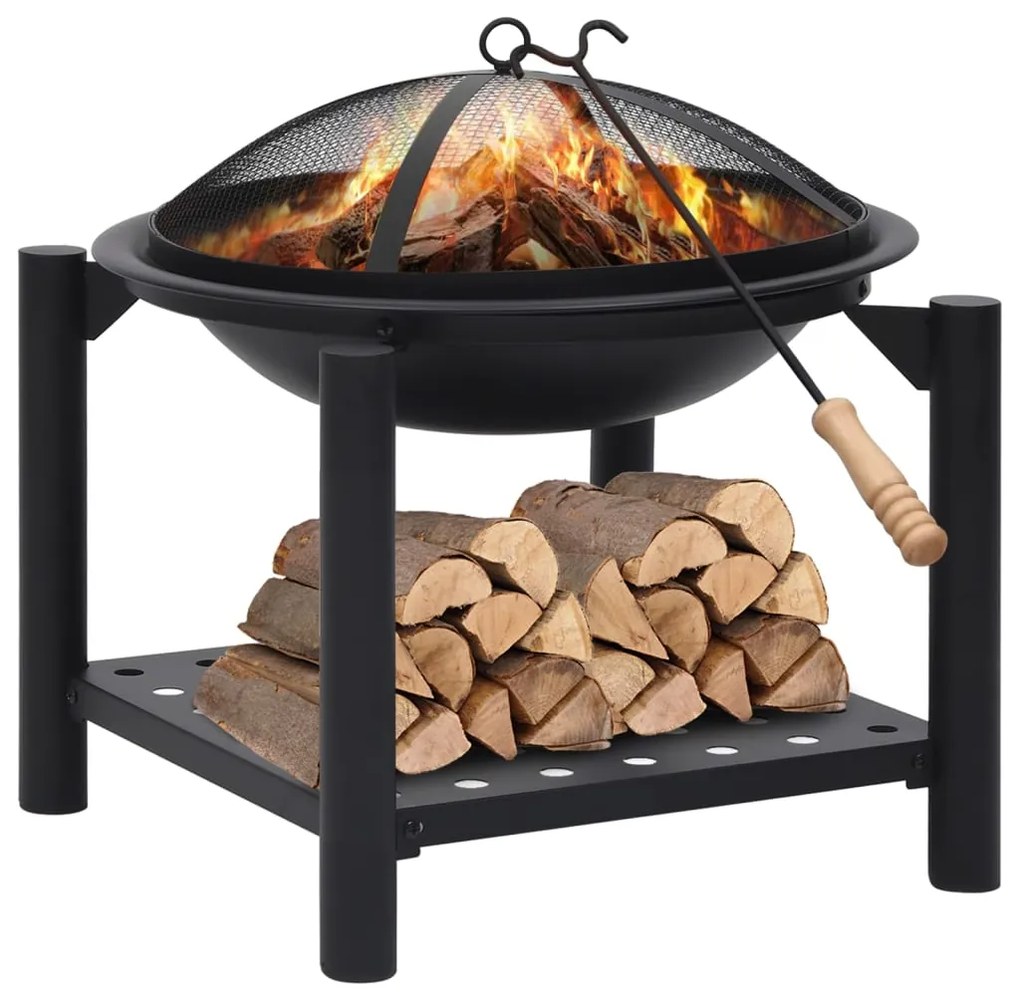 313639 vidaXL Braseira com atiçador 54x54x55 cm aço