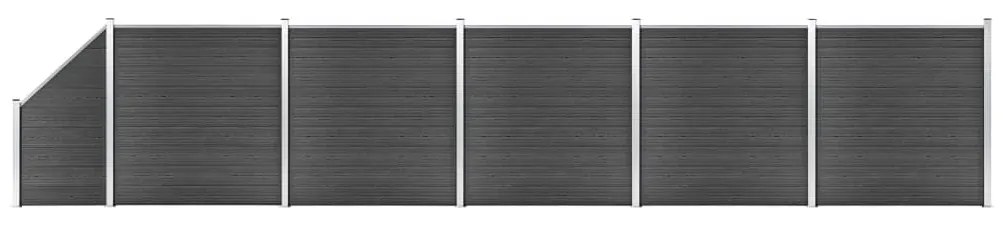 vidaXL Conjunto de painel de vedação WPC 965x(105-186) cm preto
