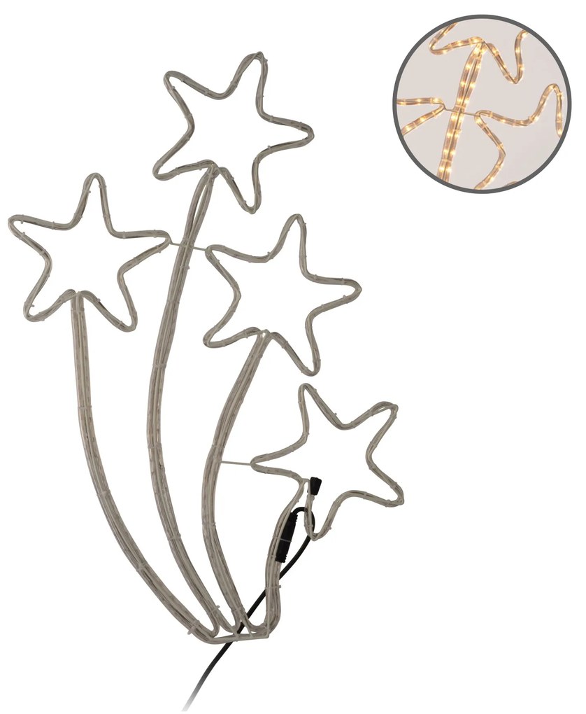 Estrelas Pé Com Tubo Led Branco Conjunto 4