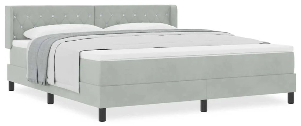Camaspring vidaXL com colchão Cinza claro 180x200 cm Veludo