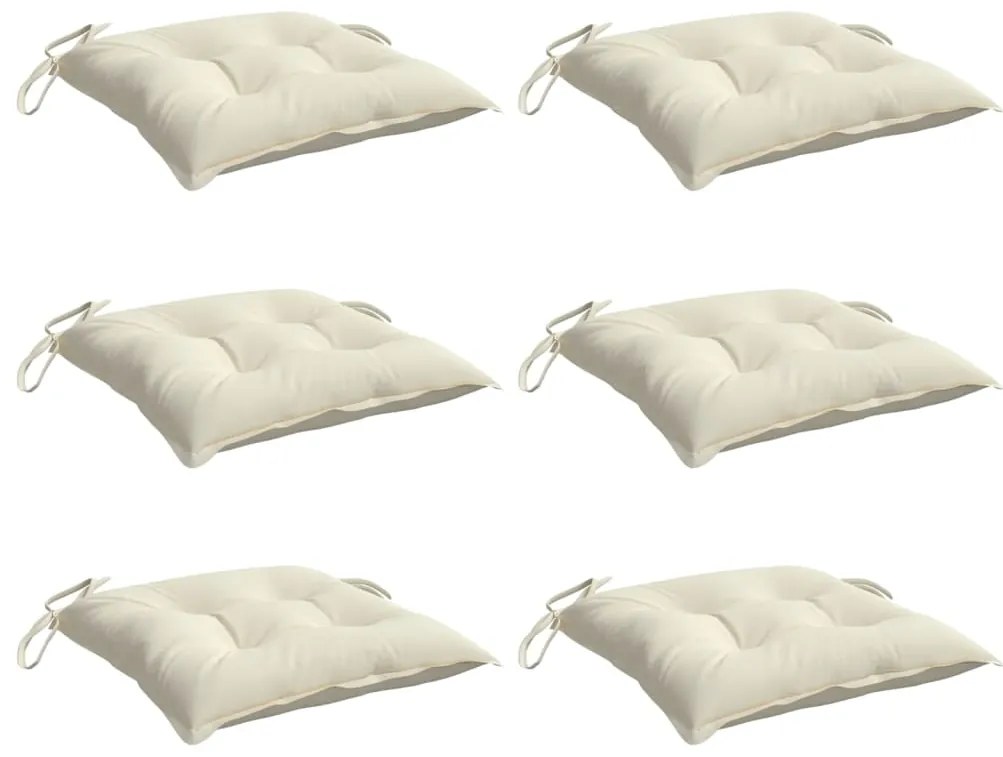 Almofadões de cadeira 6 pcs 40x40x7cm tecido oxford branco nata