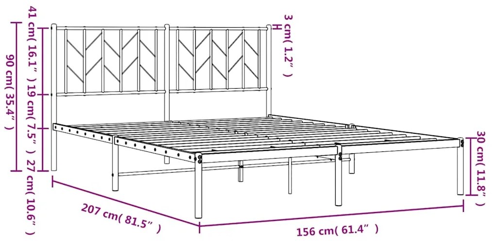 Estrutura de cama com cabeceira 150x200 cm metal branco