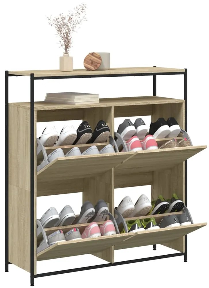 Sapateira c/ 4 gavetas articuladas 100x34x112cm carvalho sonoma
