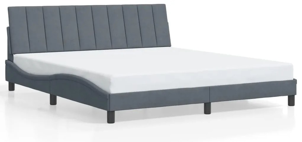 Estrutura de cama c/ luzes LED 180x200cm veludo cinzento-escuro