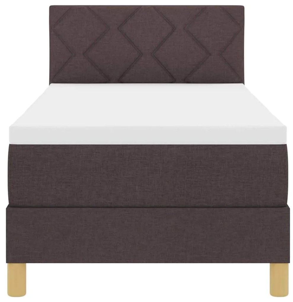 Cama Box Spring com Colchão Castanho Escuro 80x200 cm Tecido