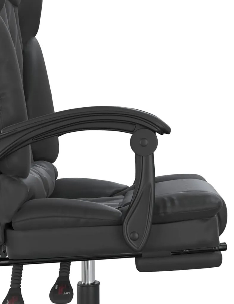 Cadeira escritório massagens reclinável couro artificial preto