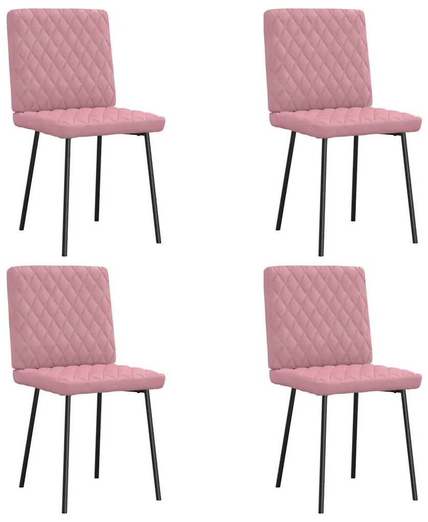 Cadeiras de jantar 4 pcs veludo rosa