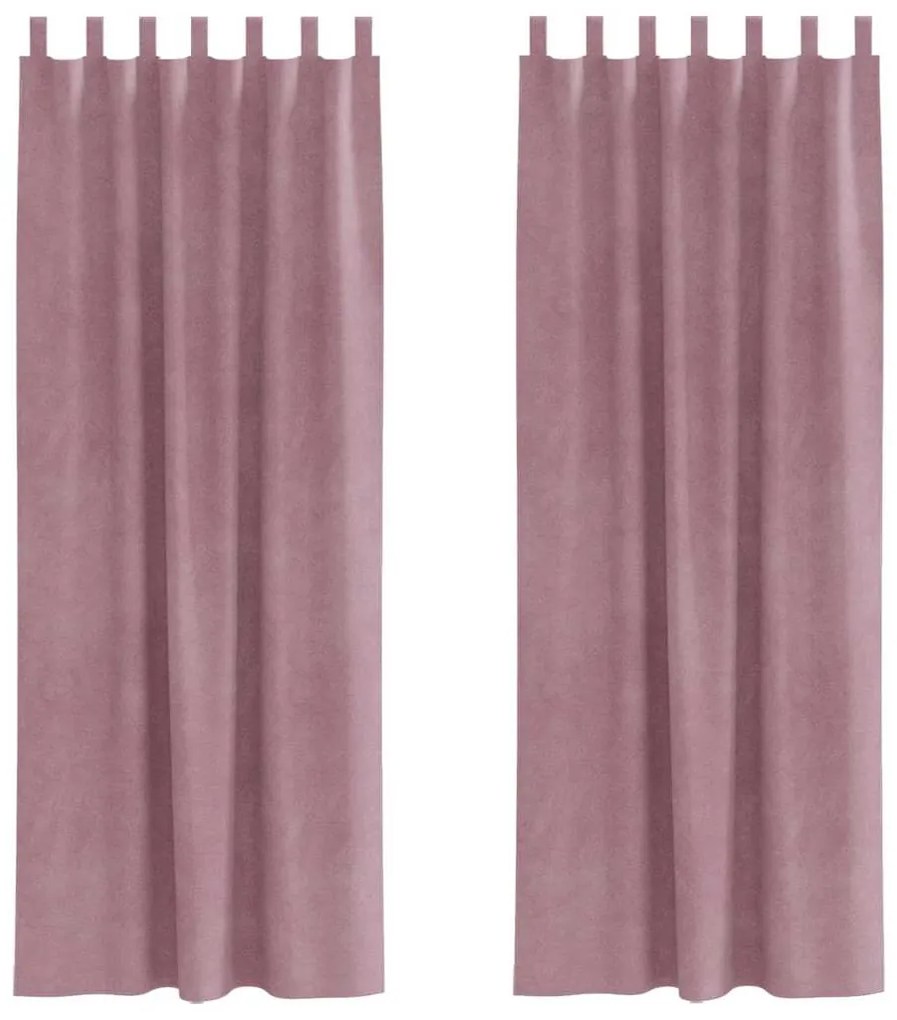 Cortinas Blackout vidaXL com Laços para Pendurar 2 pcs Veludo Rosa Esc