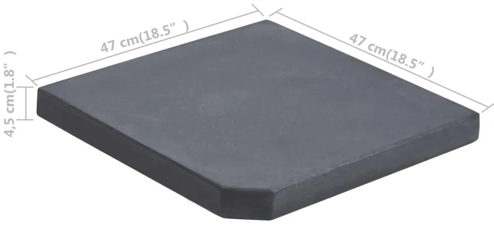 Base para guarda-sol quadrada em granito 25 kg preto
