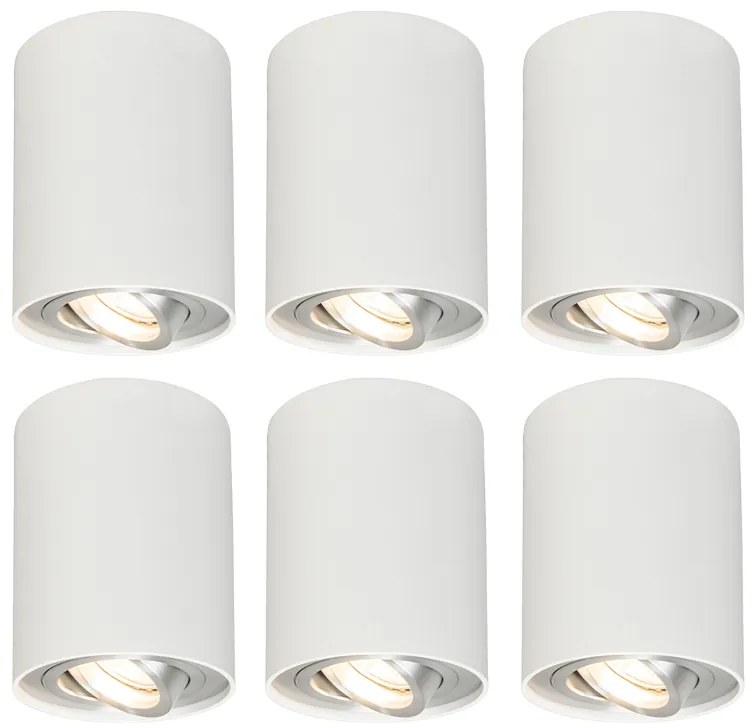 Conjunto de 6 focos brancos rotativos e inclináveis - Rondoo 1 Up Design,Moderno