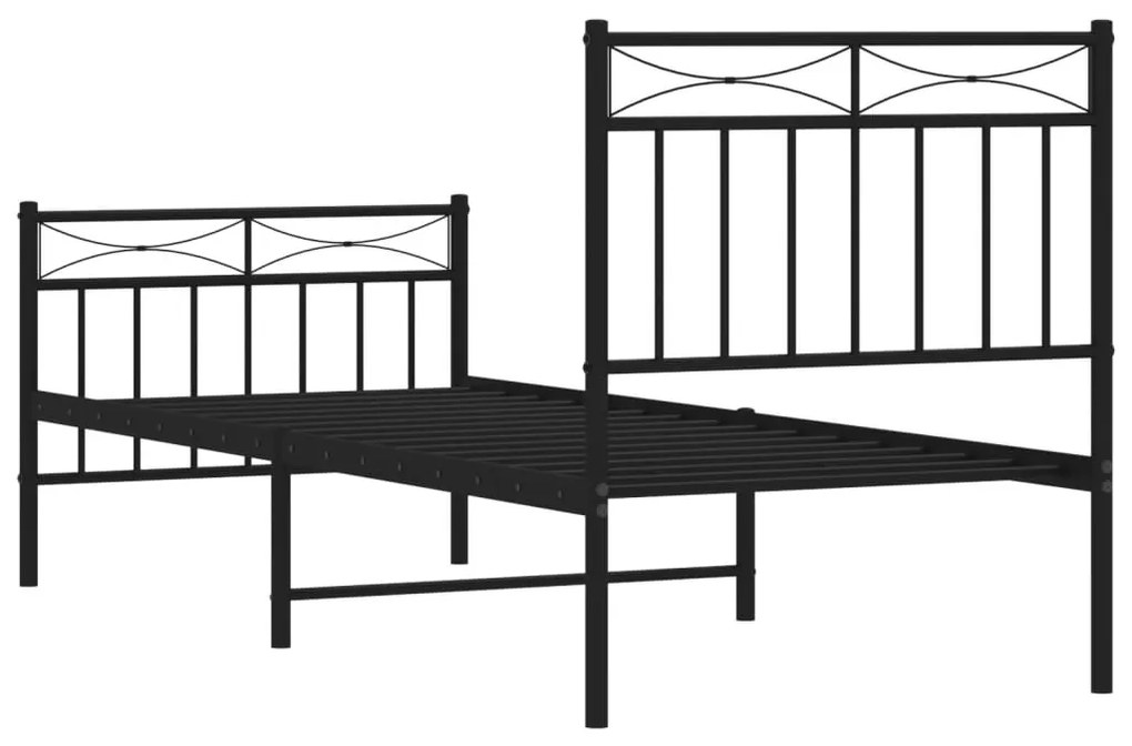 Estrutura de cama com cabeceira e pés 80x200 cm metal preto