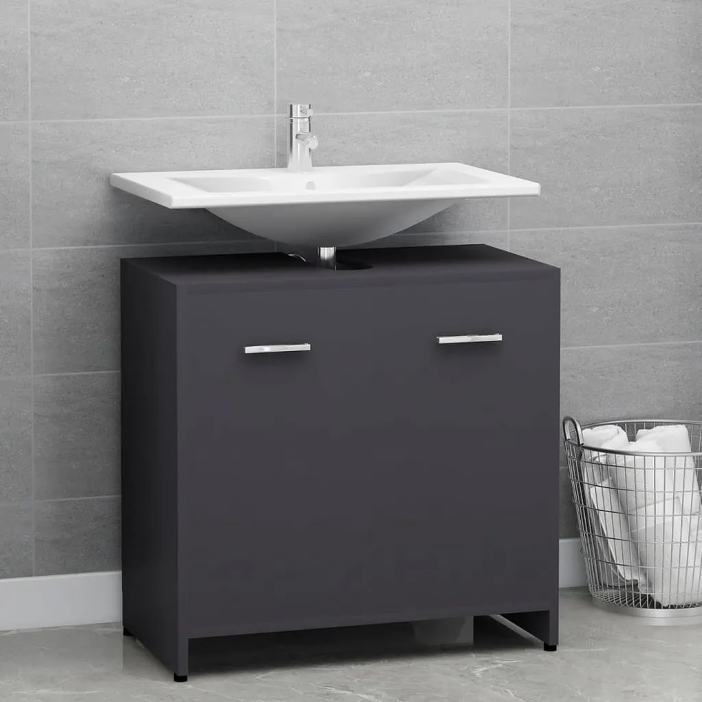 802572 vidaXL Armário de casa de banho 60x33x61 cm contraplacado cinza