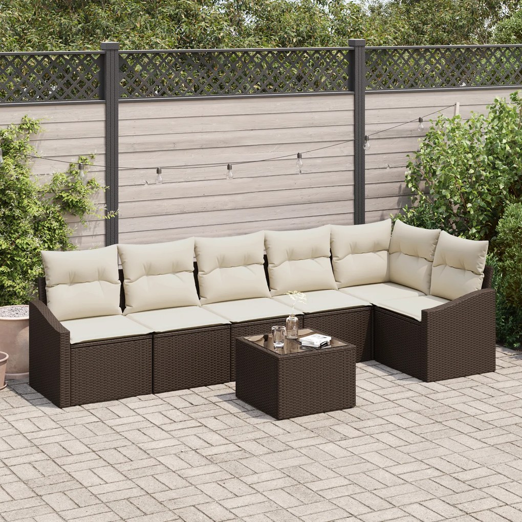 Conjunto de Jantar de Jardim com 6 Peças e Almofadas em Rattan Cinza