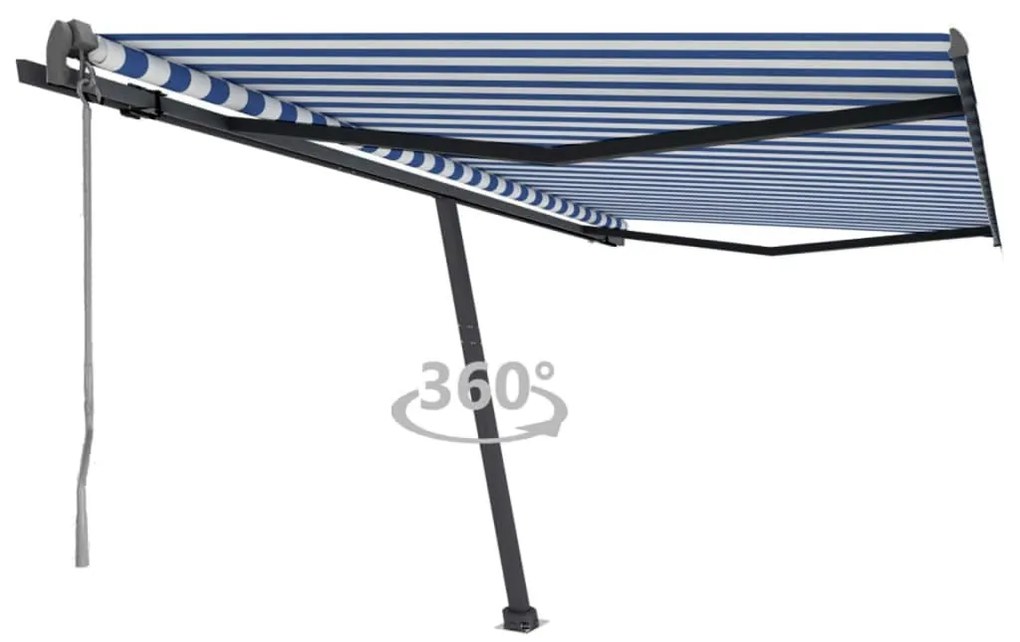 Toldo automático independente 400x350 cm azul e branco