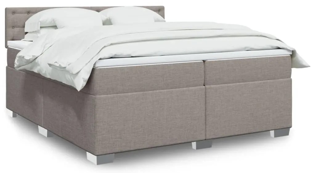 vidaXL Cama com molas/colchão 200x200 cm tecido castanho-acinzentado