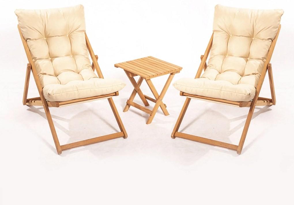 Conjunto de Mesa e Cadeiras de Jardim My005 – Castanho Creme – 40x40x4
