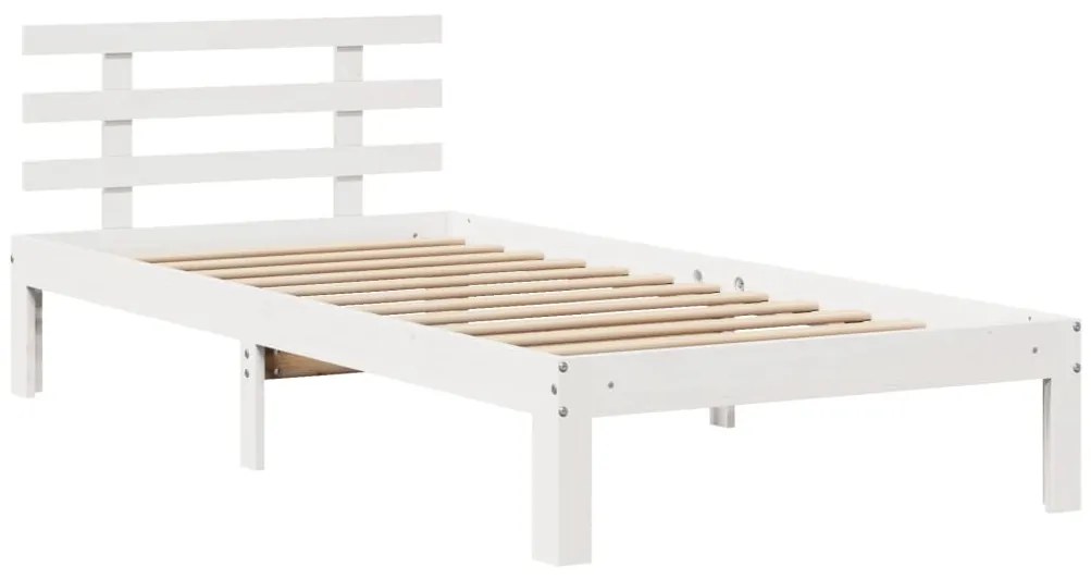 Cama com estante sem colchão 90x200 cm pinho maciço branco