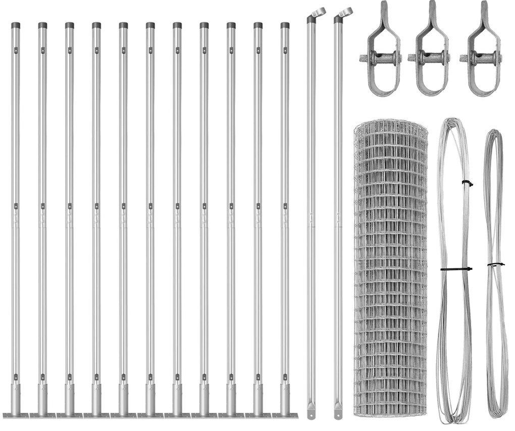 Cerca Euro com 13 Postes Flangeados 1x25 m Aço Galvanizado