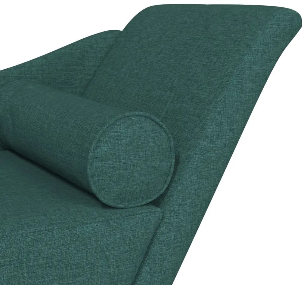 Chaise lounge com almofadões tecido verde-escuro