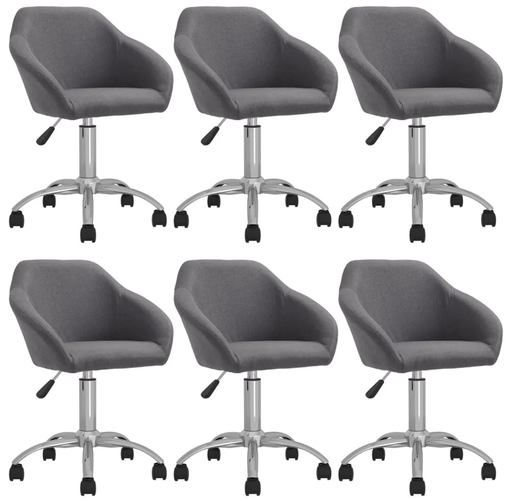 vidaXL Cadeiras de jantar giratórias 6 pcs tecido cinzento-claro