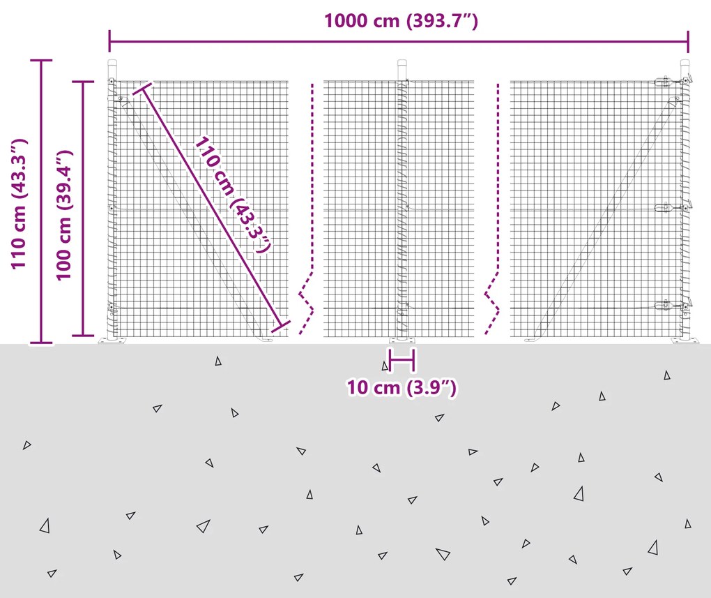 Conjunto de Postes de Cerca Conjunto de 2 Aço galvanizado 10 x 1 m