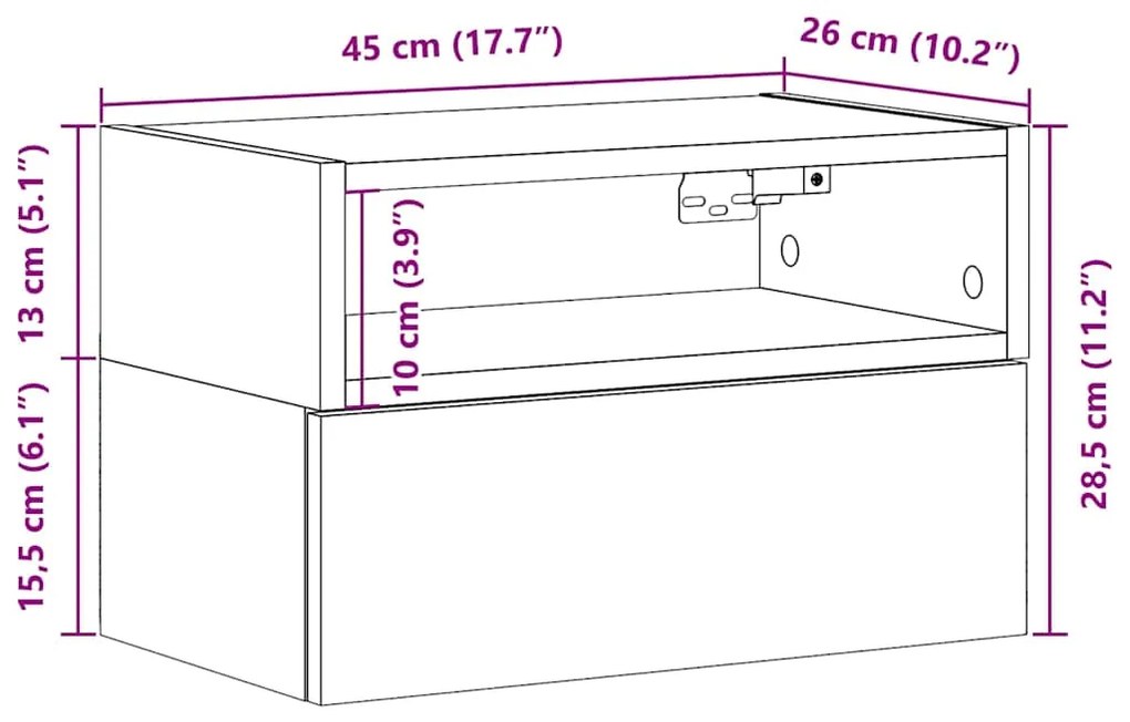 Mesas de cabeceira de parede 2 pcs 45x26x28,5 cm branco