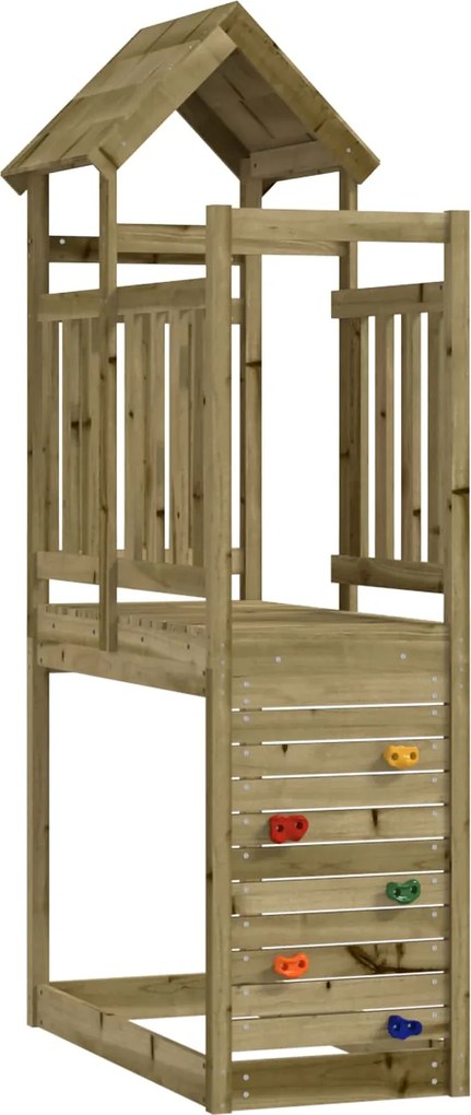 vidaXL Torre de Brincar Castanho Madeira Sólida Impregnada