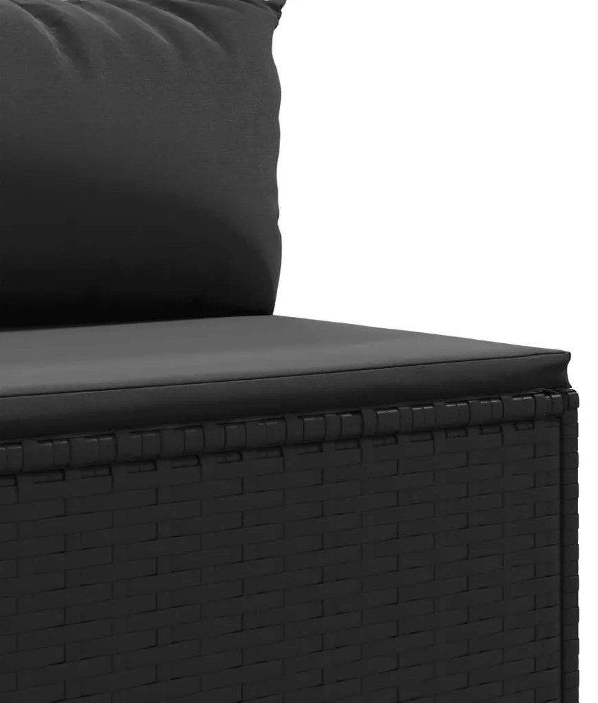 5 pcs conjunto lounge de jardim c/ almofadões vime PE preto