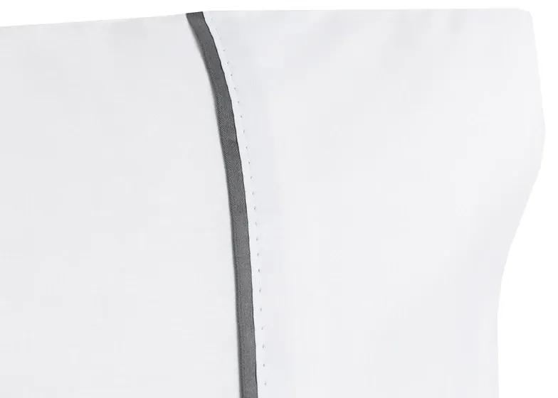 Todas as medidas - Lençóis 100% algodão branco percal de 200 fios: Vies Cor Cinzento 1 lençol capa ajustavel 150x200+30 cm + 1 lençol superior 240x290 cm + 2 fronhas 50x70 cm fecha com pala interna