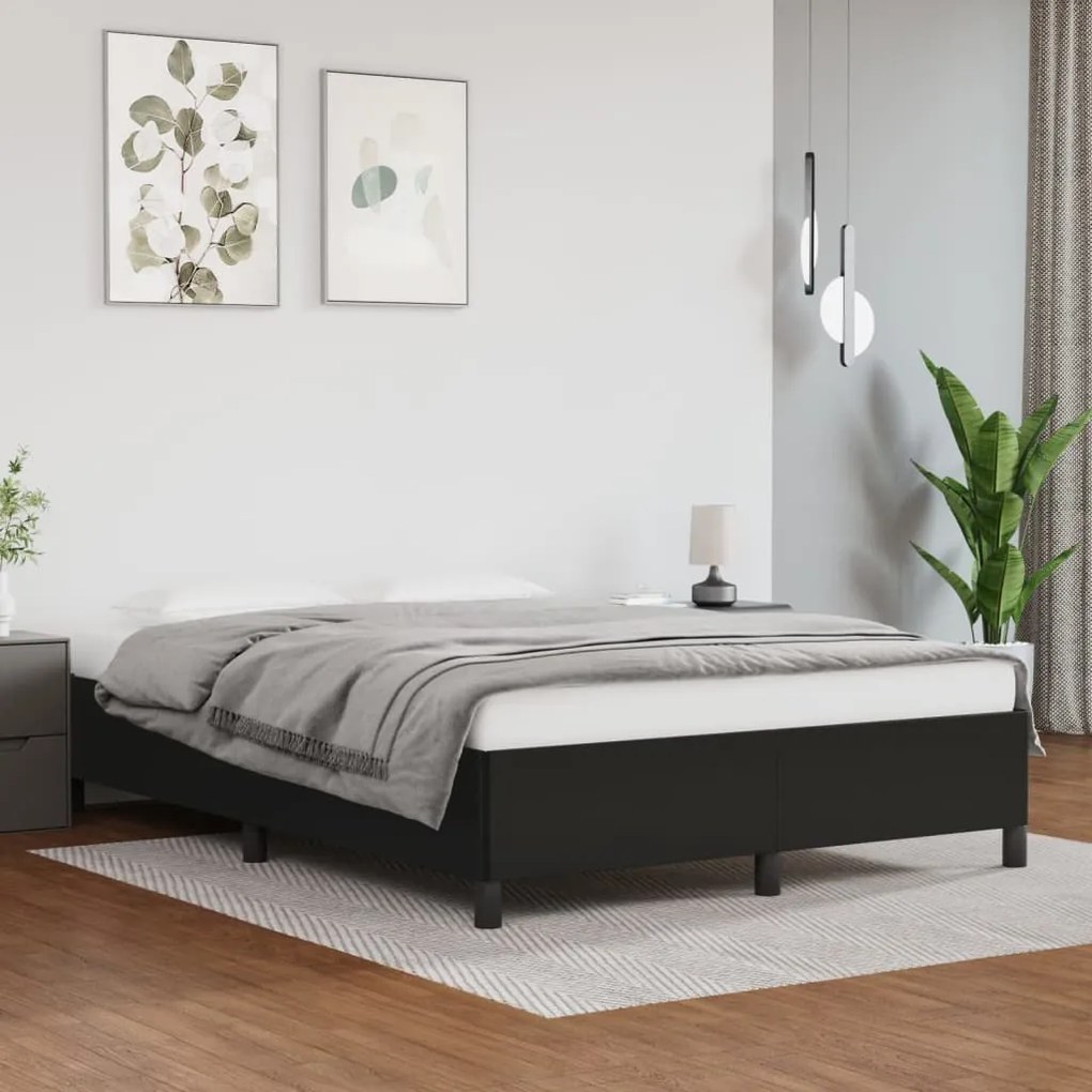 Estrutura de Cama Salu em Couro Artificial Preto - 140x200 cm - Design