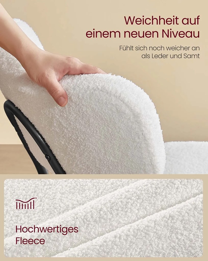 Conjunto de 2 cadeiras de sala de jantar com superfície em velo branco creme