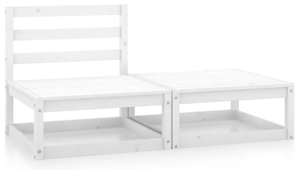 2 pcs conjunto lounge de jardim pinho maciço branco