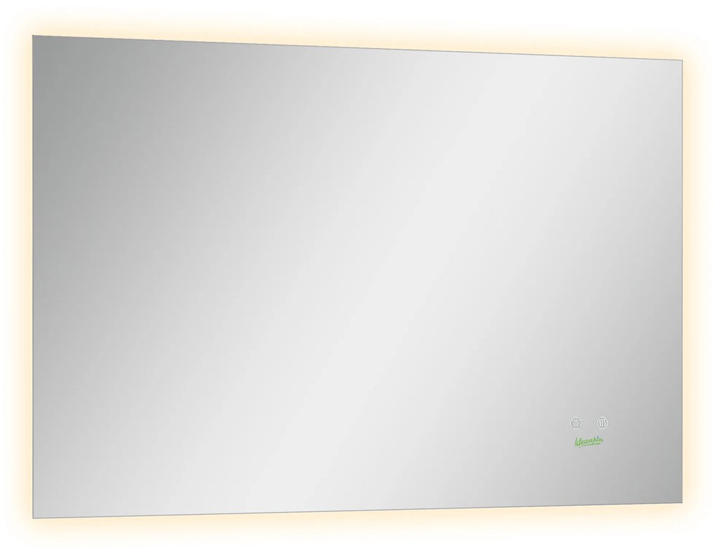 Espelho de Casa de Banho com Luz LED Espelho de Parede Anti-Embaciamento 90x60cm com Interruptor Tátil 3 Luzes Ajustáveis Função de Memória e Estrutur