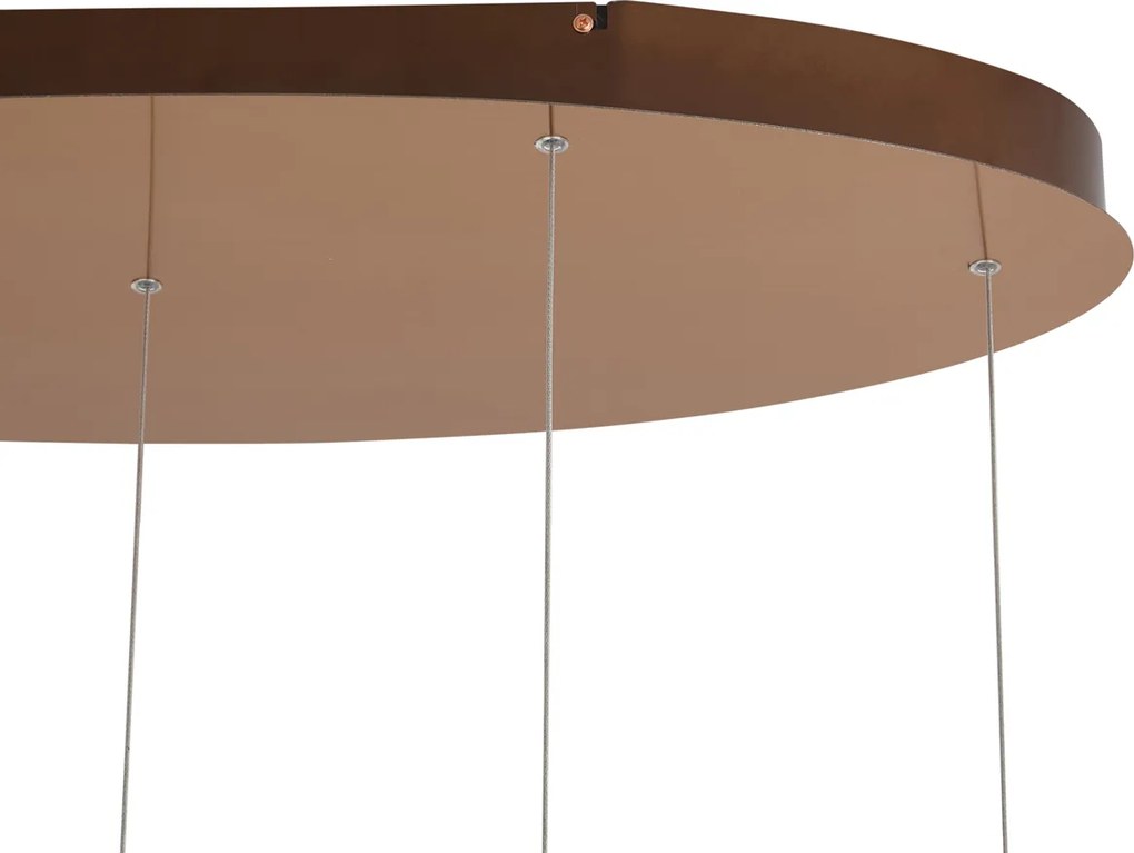 Candeeiro Suspenso de Design Ouro Rosa com Vidro Âmbar incl. LED Regulável em 3 Passos 5 Luzes Easylift - Fiera